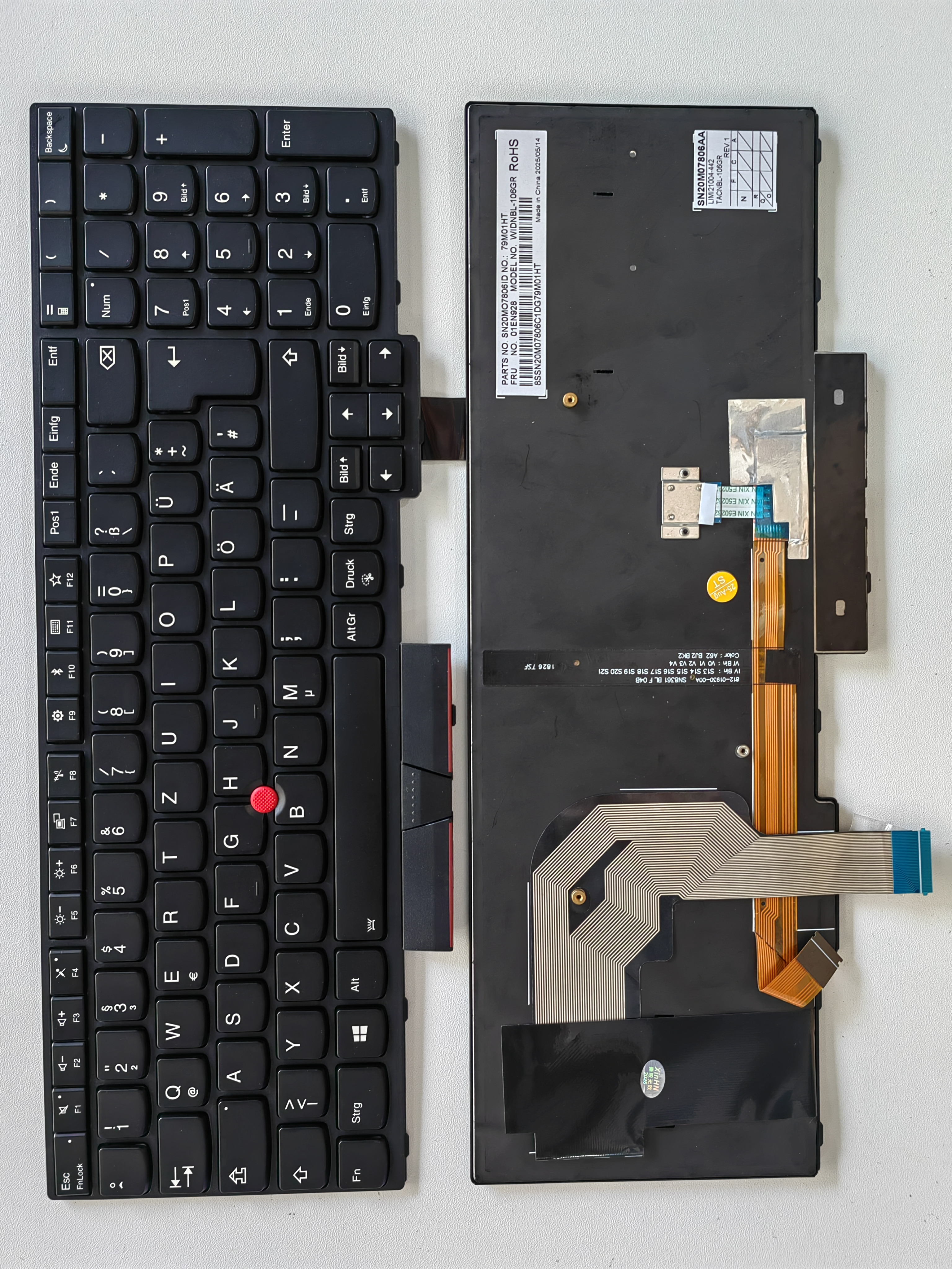Picture of New Replacement Laptop Keyboard For IBM T570/T580/P52S/P51S BLACK FRAME BLACK With Point Backlit (OEM) GR Layout